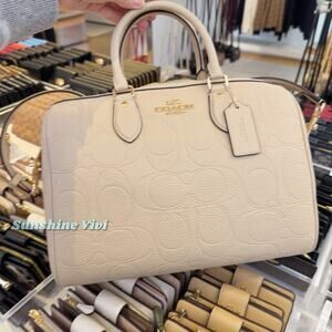 NWT Coach CCD53 Rowan Large Satchel Bag In Signature Leather Oat